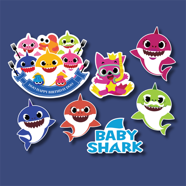 Set que giấy- Baby Shark 6 cá mập+ doo doo(combo 2)