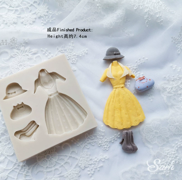 Khuôn F cô gái - váy mũ túi giày