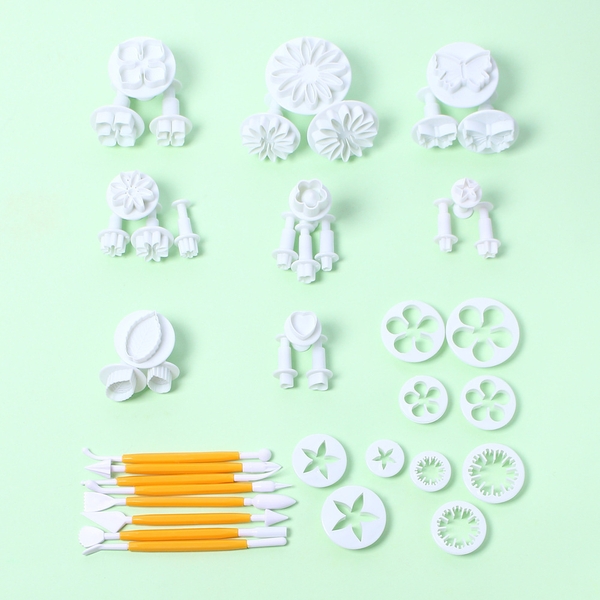 Set khuôn nhấn bánh màu TRẮNG 68 chi tiết (set)