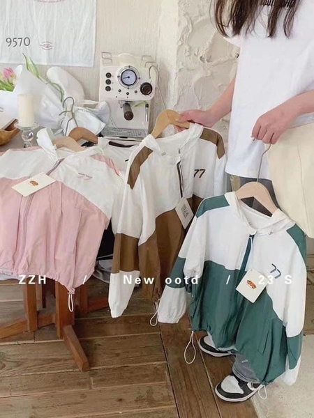 Áo chống nắng PPZ.KIDS 2 màu trắng phối nâu, hồng