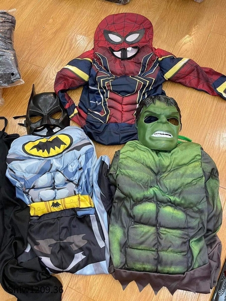 Bộ hóa trang các siêu anh hùng Marvel, DC 8 mẫu Halloween Spiderman, Batman, Hulk, Superman, Captain...