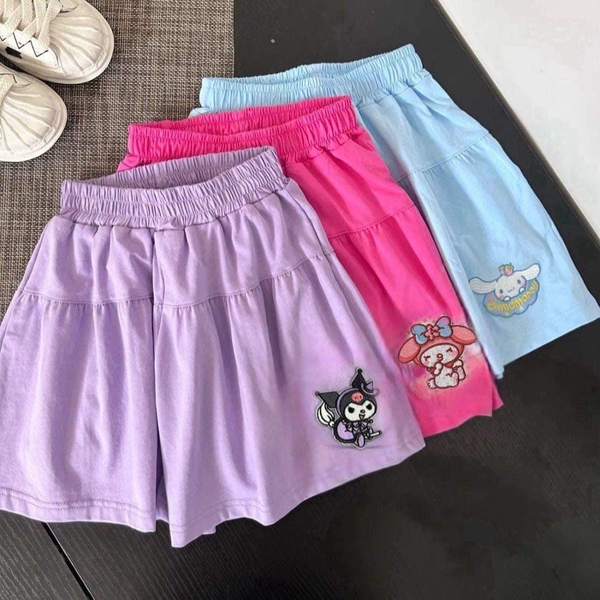 Quần váy dáng xoè cotton thêu hình Kuromi, Cinnamoroll, My Melody