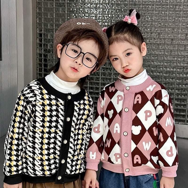 Áo khoác cardigan lót lông style Hàn 6 màu cho bé trai, bé gái