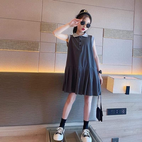 Váy polo sát nách màu xám size đại cho bé lớn