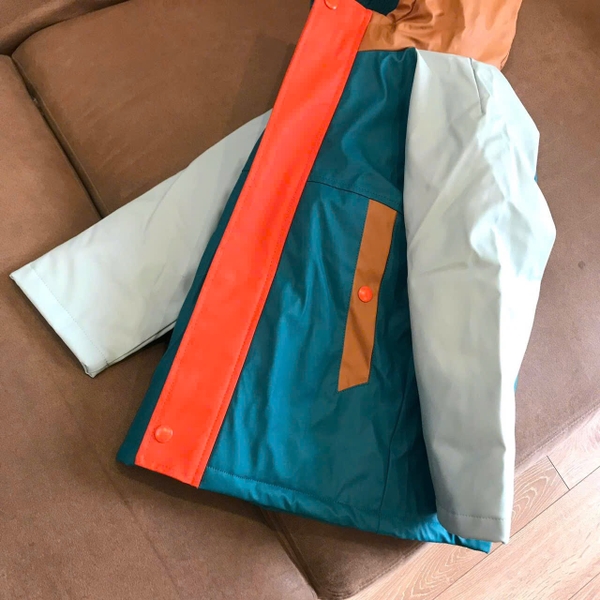 Áo raincoat George dư xịn lót lông phối màu xanh-cam