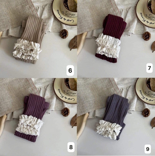 Quần tất ống viền bèo 9 màu cho bé