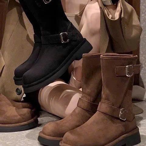 Boots da lộn khoá kéo Retro 2 màu đen, nâu