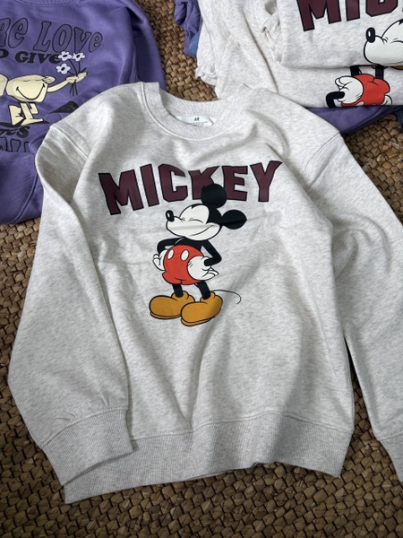 Áo nỉ bông H&M Mickey màu xám