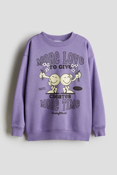 Áo nỉ bông H&M MORE LOVE TO GIVE màu tím