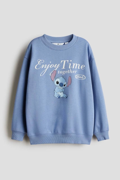 Áo nỉ bông H&M STITCH ENJOY TIME TOGETHER màu xanh