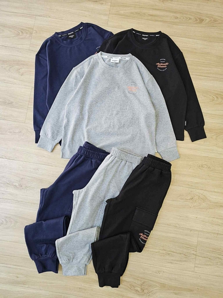 Bộ nỉ Beemon quần túi hộp 3 màu navy, ghi, đen