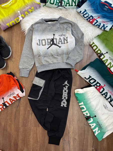 Bộ cotton nỉ dài tay Jordan quần jogger túi hộp 8 màu