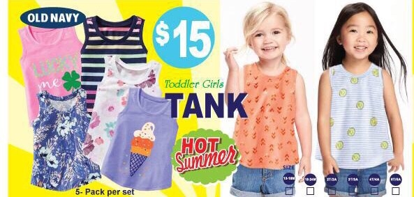 Set 5 áo ba lỗ OLDNAVY bé gái