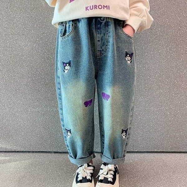 Quần baggy jean Kuromi cạp chun