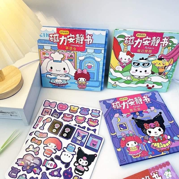 Set 6 cuốn sách nam châm Kuromi, Hello Kitty, Cinnamoroll