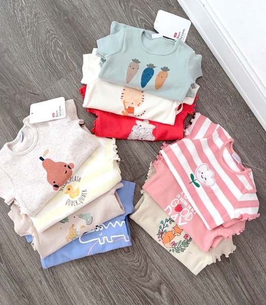 Bộ cotton tăm cộc tay hãng Muji nhiều mẫu bé trai, bé gái Born To Love