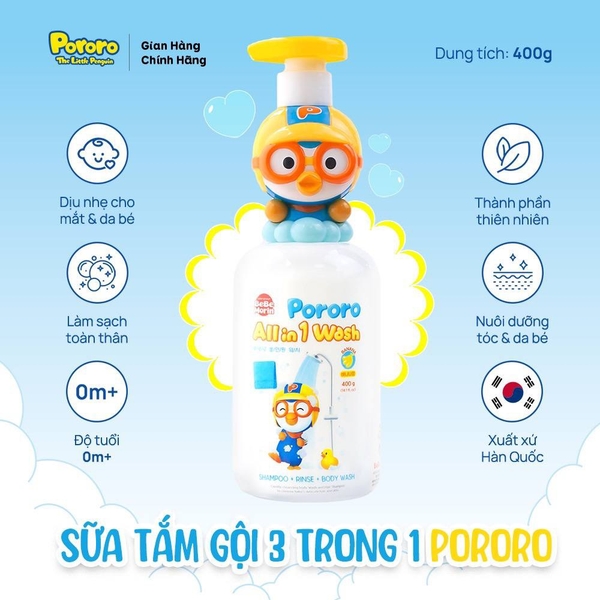 Sữa tắm gội Pororo All in 1 wash