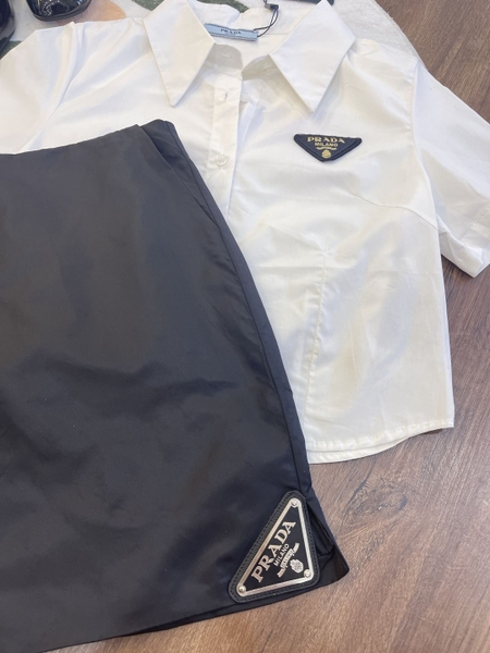 KGP - Set Prada áo sơ mi chân váy dáng chữ A