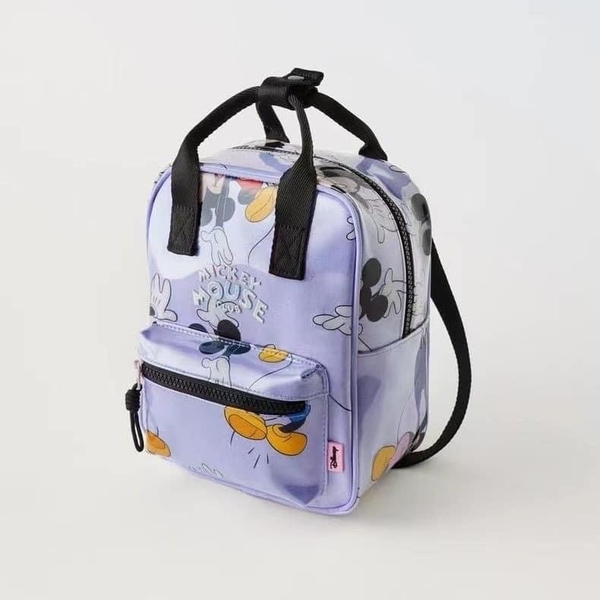 Balo Zara Mickey Mouse màu tím da bóng