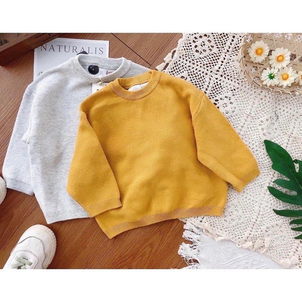 Áo len sweater Zara baby cổ tròn 3 màu xanh lá, vàng, xanh navy