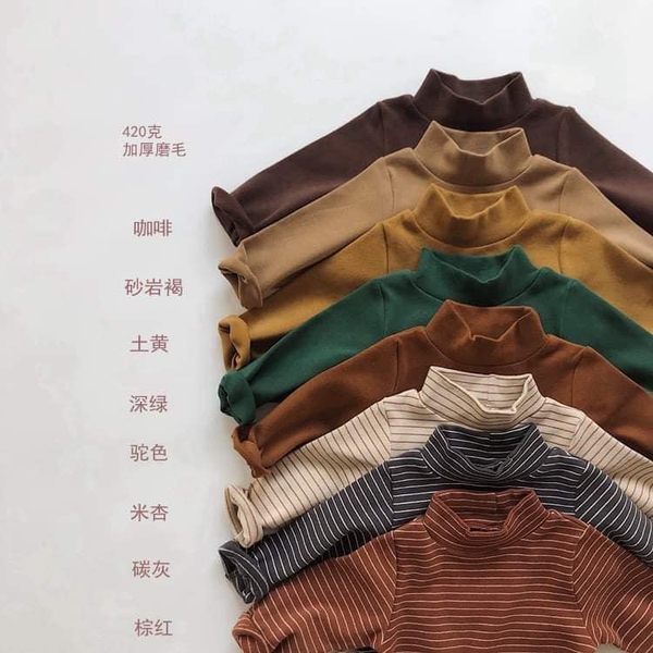 Áo cotton giữ nhiệt cổ 5p xuất Hàn 8 màu