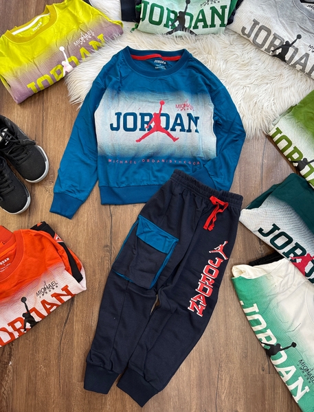 Bộ cotton nỉ dài tay Jordan quần jogger túi hộp 8 màu