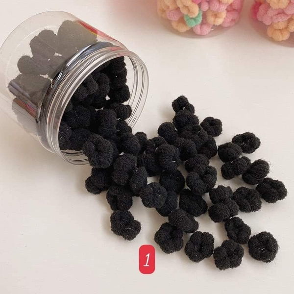 Hộp chun buộc tóc cho bé 3 loại đen, pastel, sắc màu