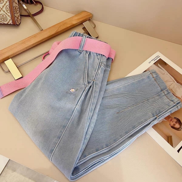 Quần baggy jean Balabala kèm belt hồng cho bé gái