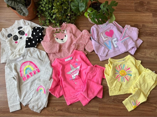 Bộ nỉ bông The Children Place bé gái 6 mẫu mặt trời vàng, love tím, cầu vồng, cáo hồng,...
