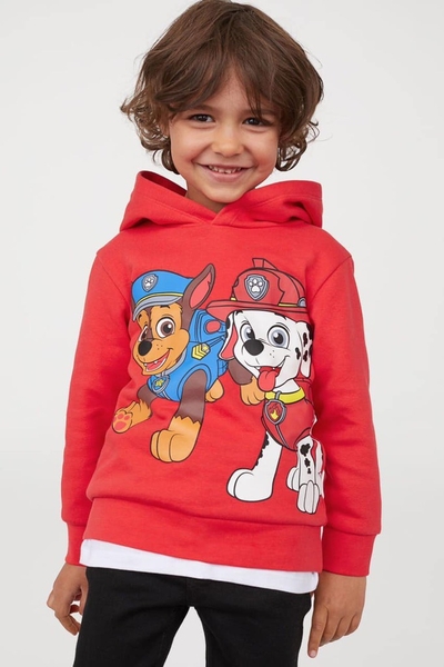 Bộ nỉ da cá H&M áo hoodie đỏ quần đen chú chó cứu hộ Paw Patrol