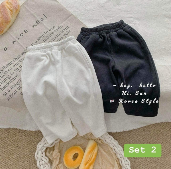 Set 2 quần nỉ da cá dáng suông bé gái Hi.Sun