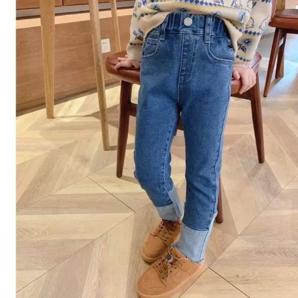 Quần jean Hàn phối ống 2 màu cho bé gái