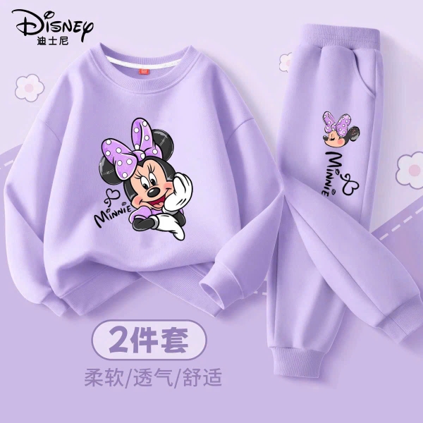Bộ nỉ bé gái hãng Disney màu tím mẫu Vịt Daisy và Minnie