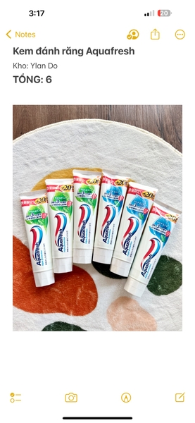 Tuýp kem đánh răng Aquafresh