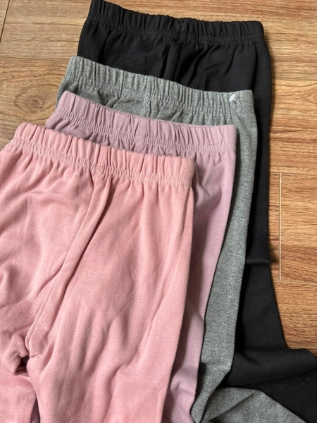 Quần legging cotton bé gái 4 màu: hồng, tím, ghi, đen