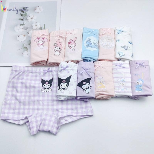 Set 3 quần chip đùi Teengo Kuromi, Cinnamoroll, My Melody, Stella bé gái nhiều mẫu