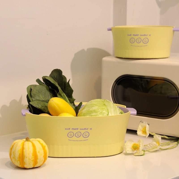 Set 4 món đồ gia đình: 2 rổ, 2 chậu màu tím vàng