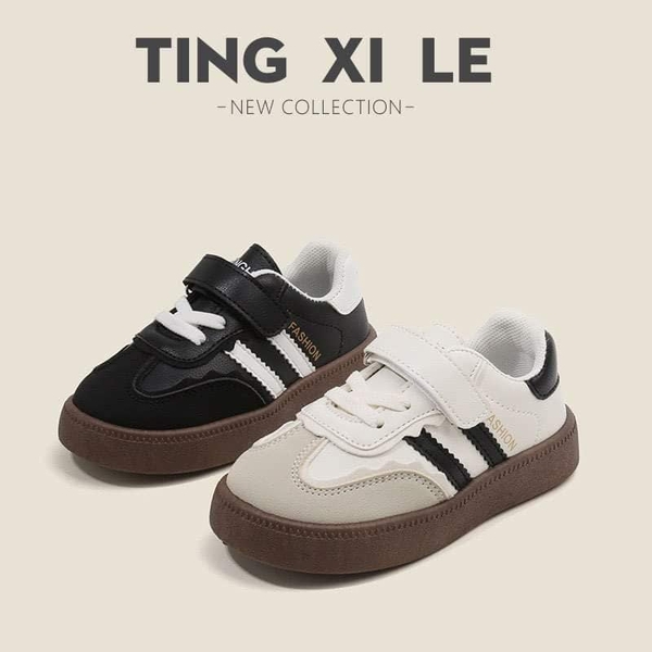 Giày thể thao 3 vạch Ting Xi Le 2 màu đen, trắng mẹ và bé