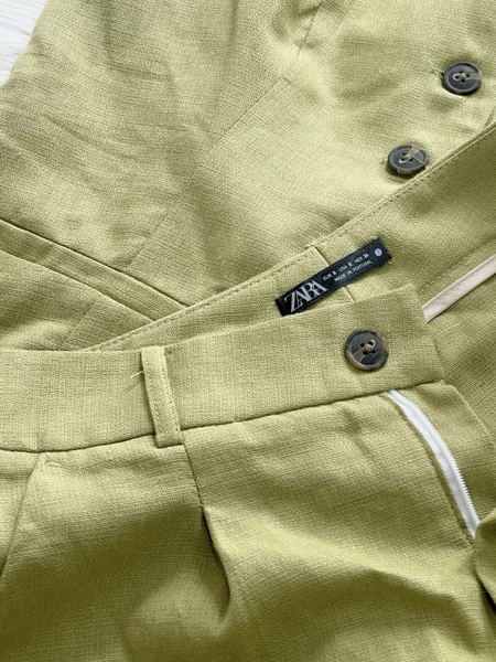 Bộ Zara linen áo vest gile kèm quần short 3 màu