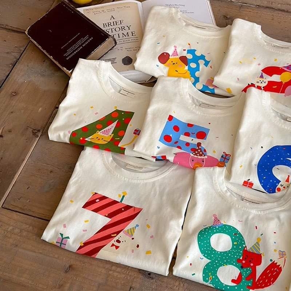 Áo phông cotton cộc tay đánh số từ 1 đến 10