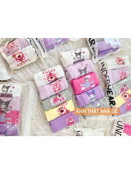 Set 5 quần chip đùi cotton mẫu Lotso, Kuromi