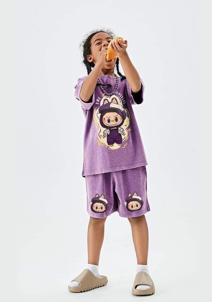 Bộ cotton loang Tilani Labubu 2 màu tím, xanh