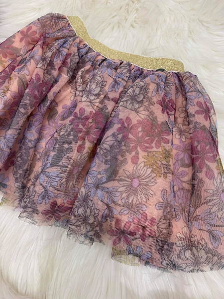 Chân váy voan Cotton On Kids Little Princess cạp nhũ họa tiết hoa tím