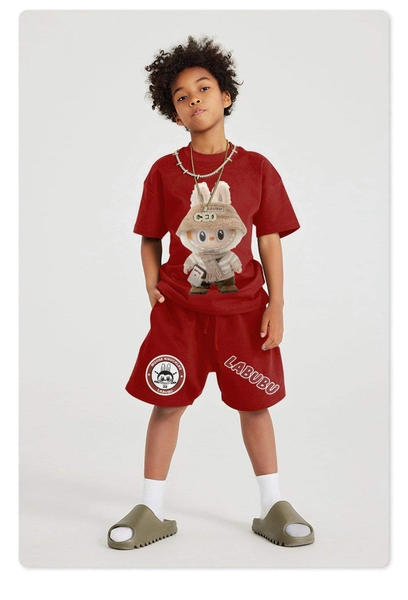 Bộ cotton Tilani Labubu màu đỏ đô