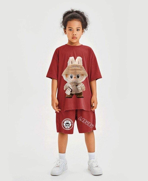 Bộ cotton Tilani Labubu màu đỏ đô