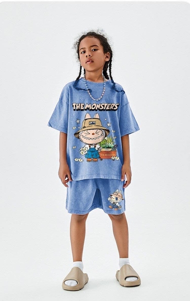 Bộ cotton loang Tilani Labubu 2 màu tím, xanh