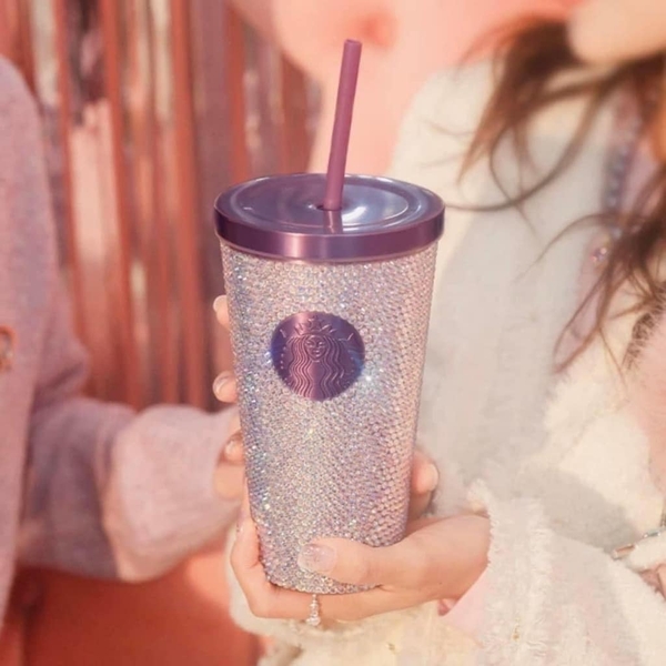 Ly giữ nhiệt Starbucks China Galaxy Purple Rhinestone 473ml