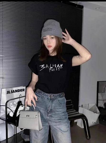 KGP - Áo cotton cộc tay Balmain Paris trắng