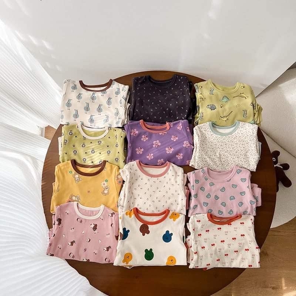 Bộ cotton xuất Hàn dài tay 22 mẫu cho bé