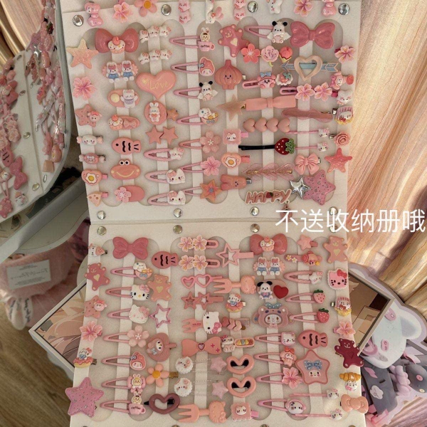 Combo 50c kẹp tóc mẫu hoa, Hello Kitty, trái tim